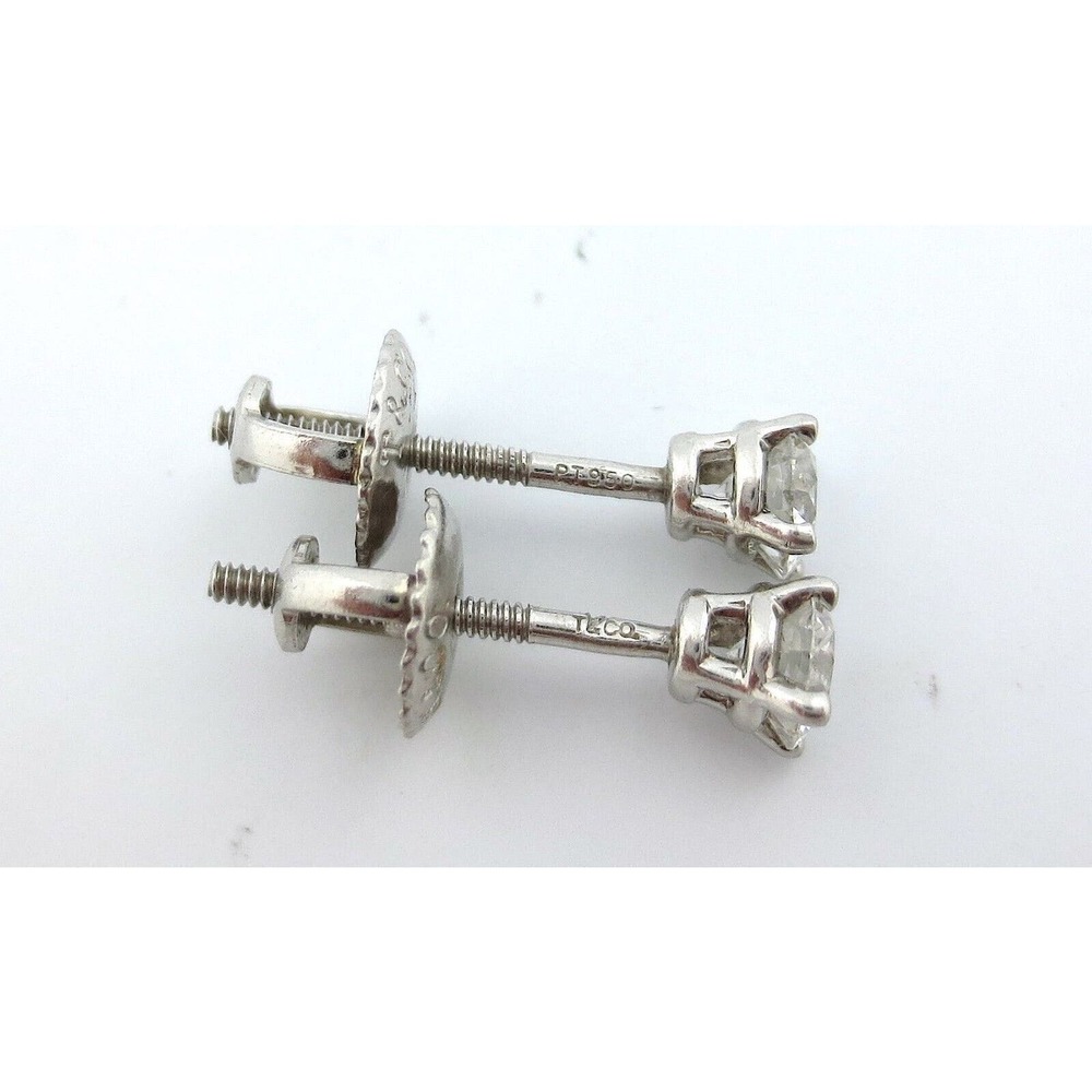 Tiffany & Co. Platinum 0.38ct H VS1 Round Diamond Stud Solitaire Earrings - Picture 4 of 4